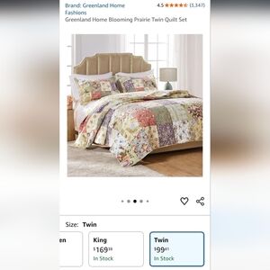 Greenland Home Blooming Prairie Twin Quilt Set, 100% Cotton, New in Package